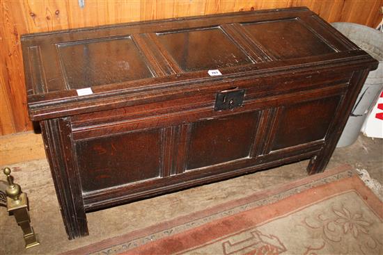 18th Century oak panelled coffer(-)